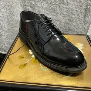 High Gloss Black Dress Shoes with Vibram soles Vintage High Gloss Mens Vibram Sole Dress Shoe Military  main image 4